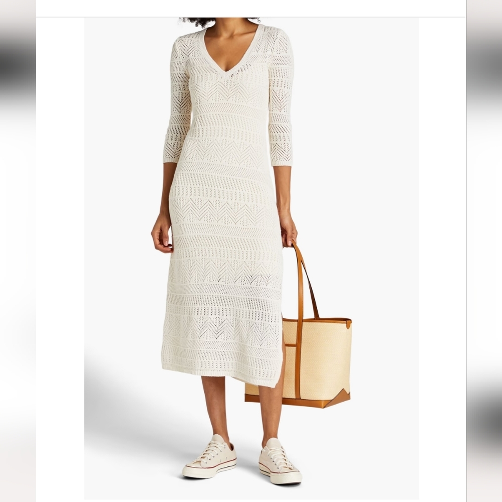 Rag & Bone Renee Crochet Long Sweater Dress. Ivory. Size M.